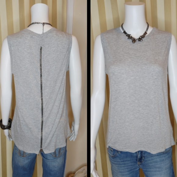 Feel The Piece Tops - FEEL THE PIECE BY TERRE JACOBS TANK WITH ZIPPER DETAIL, GRAY M